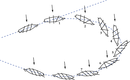 Schéma de la manoeuvre du lof pour lof.