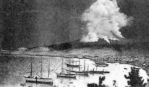 Éruption de la Montagne Pelée.